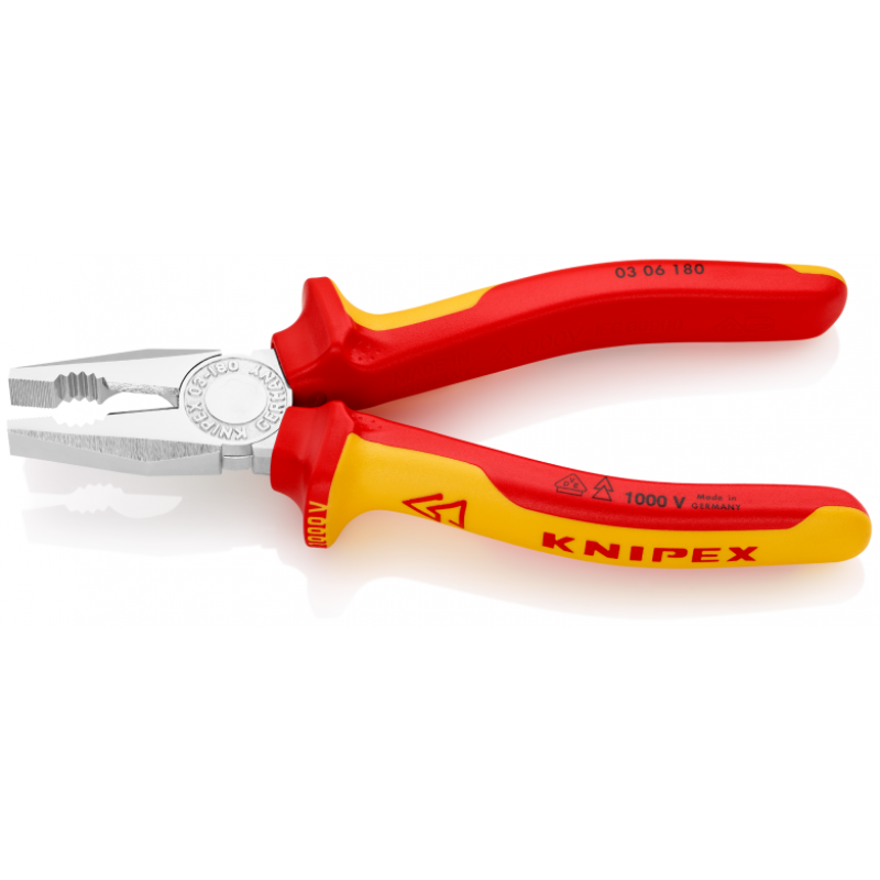 Χρωμιωμένες συνδυασμένες πένσες VDE, Ø2,2mm, 180mm, 03 06 180, KNIPEX