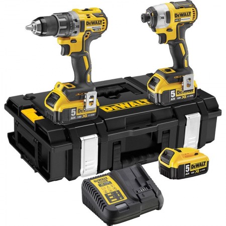 Σετ εργαλείων μπαταρίας  DeWALT με 2 μπαταρίες και φορτιστή, DCD796, DCF887, 18 V, 5 Ah, DCK266P2