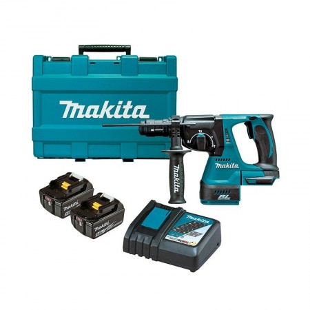 Κρουστικό σκαπτικό μπαταρίας Makita DHR243RFE, SDS-plus, 18V, 2x3 Ah, 2 J, με μπαταρίες, φορτιστή και θήκη