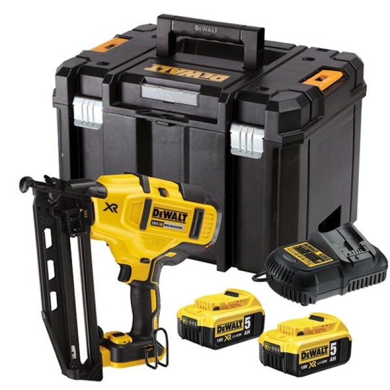 Καρφωτικό μπαταρίας  DeWALT με 2 μπαταρίες και φορτιστή, 18V, 5Ah, 16GA, 32-63 mm, DCN660P2