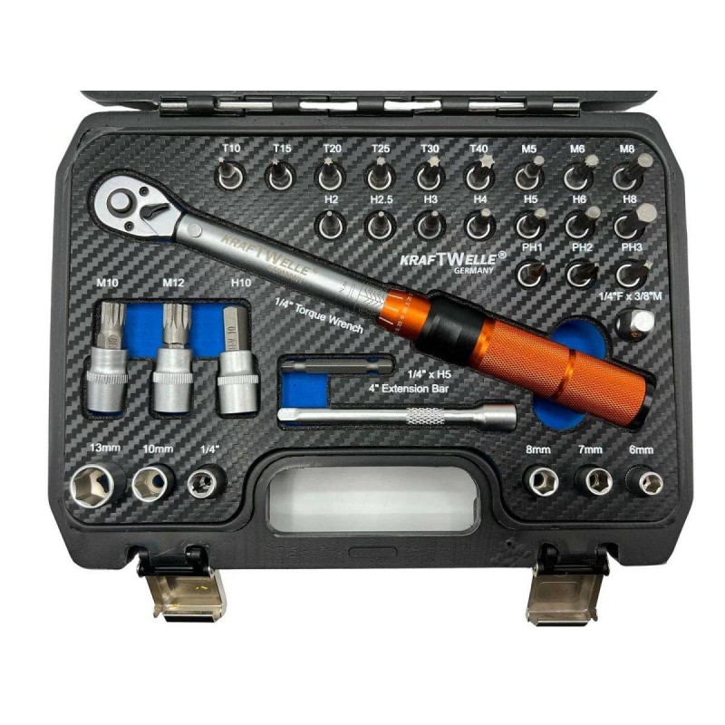 Δυναμόκλειδο 1/4", 5-25 Nm, 32 τεμάχια, KraftWelle