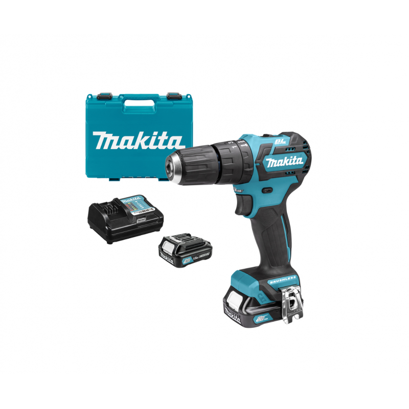 Μπαταριοφόρο τρυπάνι Makita κρουστικό με 2 μπαταρίες και φορτιστή, 12 V, 1.5 Ah, 35 Nm, 0.8-10 mm, HP332DWYE