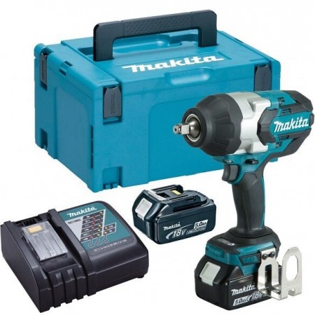 Κρουστικό μπουλονόκλειδο μπαταρίας Makita DTW1001RTJ, 18V, 1050 Nm, 2x 5 Ah, 3/4