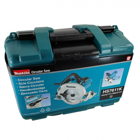 Ηλεκτρικό χειροκίνητο κυκλικό πριόνι Makita HS7611K, 1600 W, 190 χλστ, με βαλίτσα.