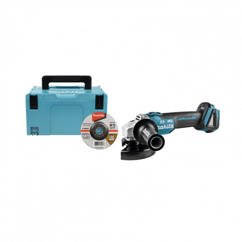 Επαναφορτιζόμενος γωνιακός τροχός Makita DGA506ZJ, 18 V, 125 χιλ., χωρίς μπαταρία και φορτιστή, με βαλίτσα