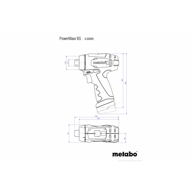 Δραπανοκατσάβιδο μπαταρίας Metabo POWERMAXX BS BASIC, 600080500