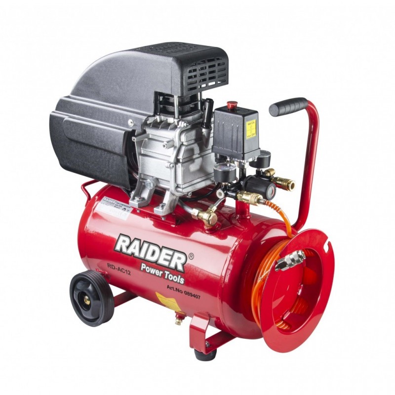 Μονοφασικός λαδιού αεροσυμπιεστής Raider RD-AC12, 1500 W, 24 λ, 8 μπαρ, 110 λ/λεπτό