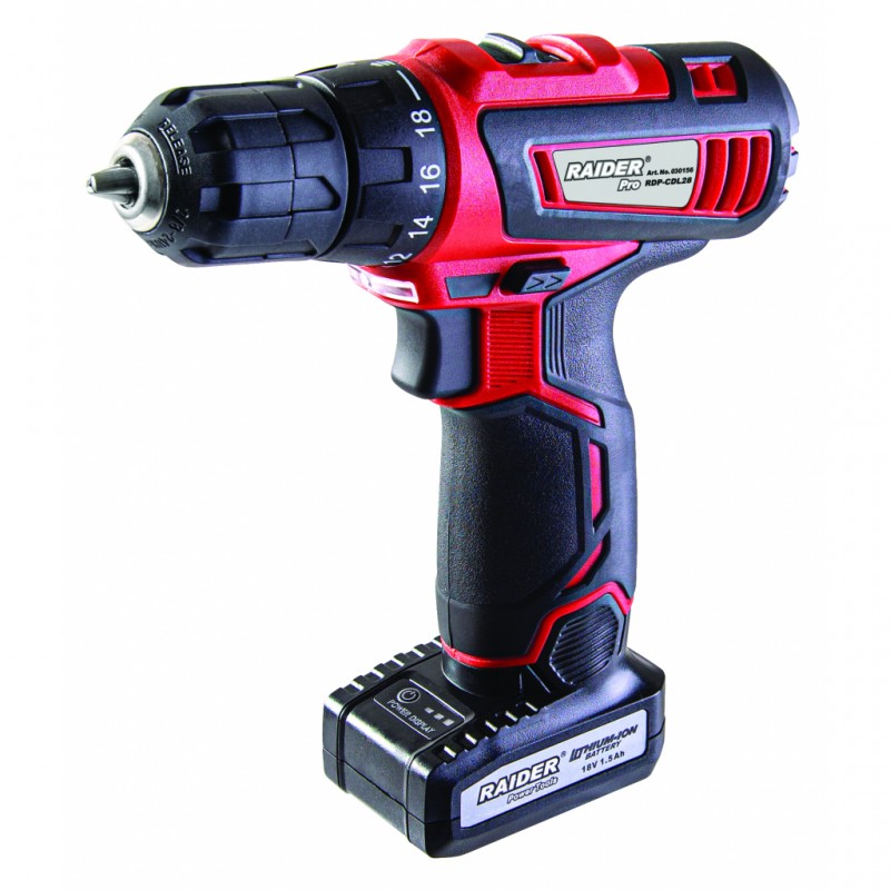 Μηχανισμός διάτρησης μπαταρίας Raider 18V 2-ταχ. 2x1.5Ah 38Nm σε βαλίτσα RD-CDL28