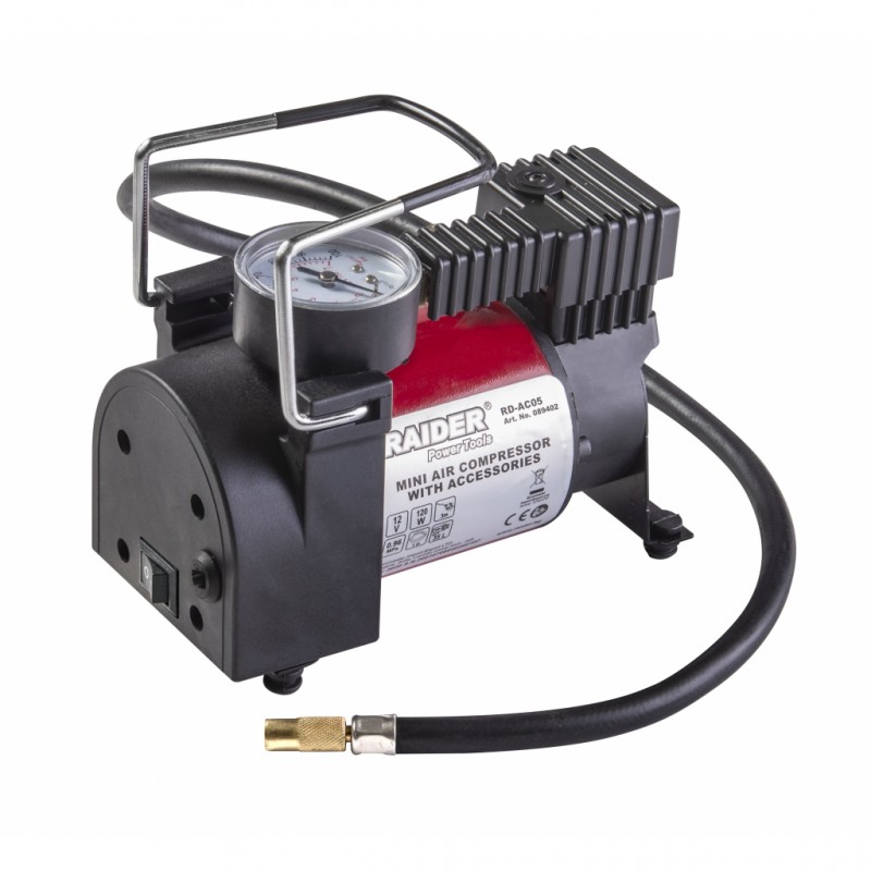 Συμπιεστής 12V DC Raider μεταλλικός 120W 35L/min με αξεσουάρ