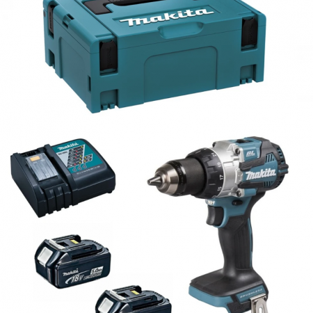 Ασύρματο κρουστικό δραπανοκατσαβίδι Makita DHP492RTJ, σειρά LXT, 18V Li-Ion, 2x5.0Ah, 141 Nm, με φορτιστή και θήκη.