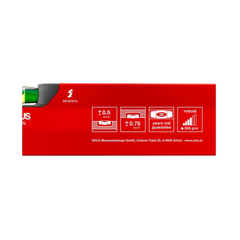 Αλουμινένιο αλφάδι κουτί Sola Box Level 1000 mm, 0.5 mm/m, BIG X 3 100