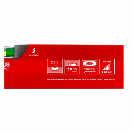 Αλφάδι αλουμινίου Sola Box Level 600 mm, 0.5 mm/m, BIG X 60