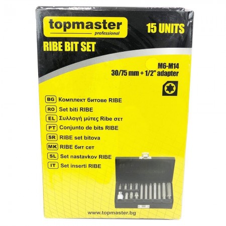 Σετ καρυδάκια / μύτες RIBE, R6-R14, 15 τεμάχια Topmaster Pro, 390175
