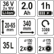 Μηχανή γκαζόν με καλάθι YATO, YT 85220, 36 V, 2 X 18 V 