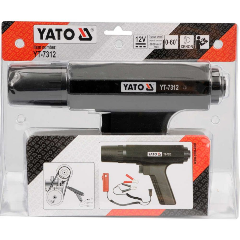 Στροβοσκόπιο για βενζινοκινητήρες YATO, YT 7312, XENON, 0 - 60°, 12 V