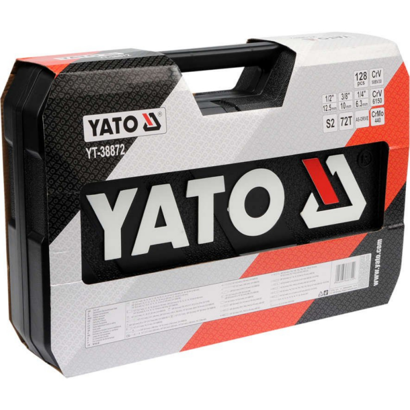 Σετ εργαλείων YATO, YT 38872, 1/4'', 3/8'', 1/2'', 128 τεμάχια