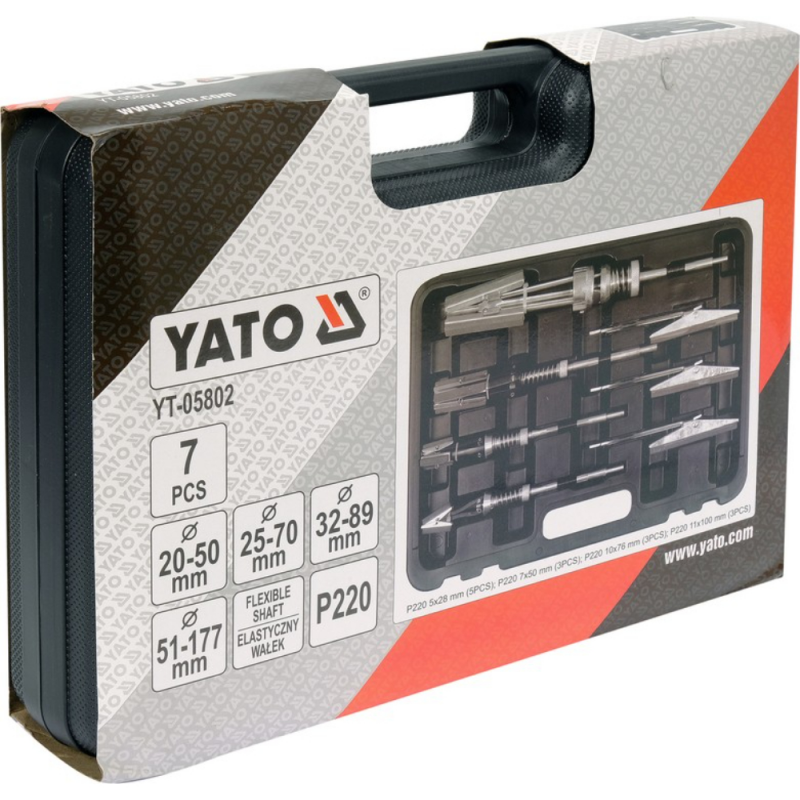 Σετ εργαλείων λείανσης κυλίνδρων YATO, YT 05802, 20 - 177 mm, 7 τεμάχια