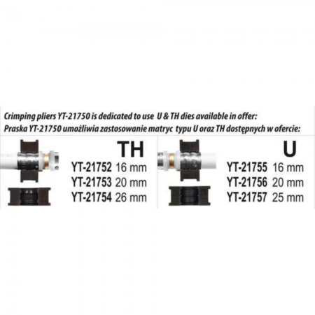 Χειροκίνητη πρέσα για σωλήνες PEX YATO, YT 21750, TH 16 - 26 χιλ., 4 κομμάτια