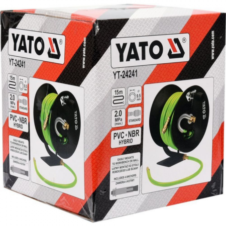 Καρούλι με σωλήνα για αεροσυμπιεστή YATO, YT 24241, PVC+NBR, 20 bar, Ø 10 mm, 15 m