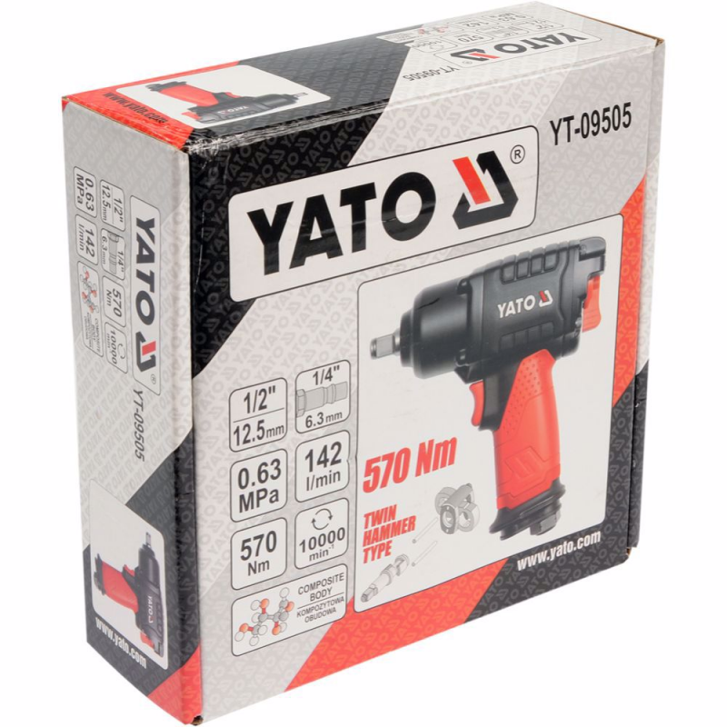 Πνευματικό κρουστικό κλειδί, YATO, YT 09505, 1/2", 570 Nm