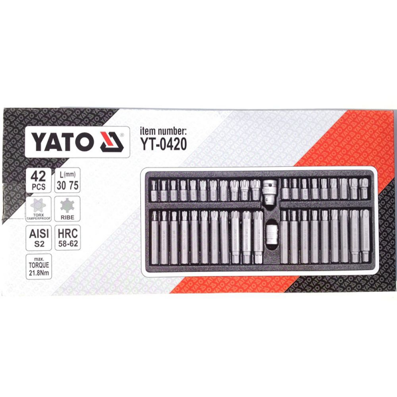 Σετ μύτες και θήκες για μύτες 1/2" - 3/8" YATO, YT 0420, TORX, 42 τεμάχια