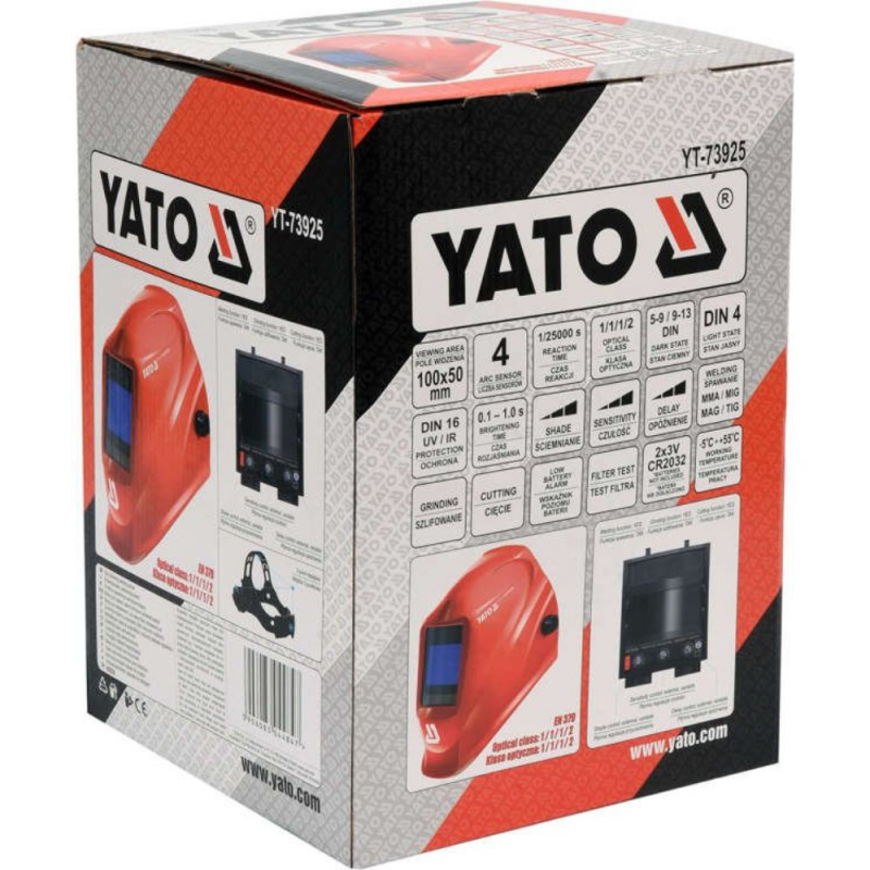 Συγκολλητική μάσκα YATO, YT 73925, αυτόματης σκίασης