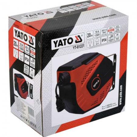 Αυτόματο καρούλι καλωδίων YATO, YT 81221, 3 x 1,5 mm², 250 V, 10 A, 20 m