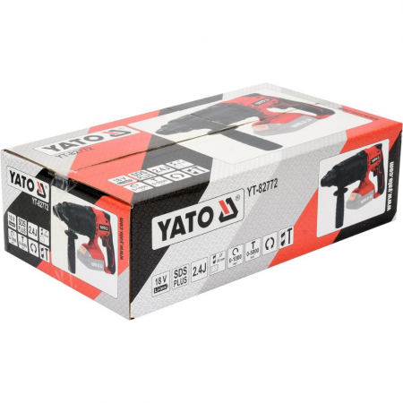 Μπαταριού κρουστικό τρυπάνι YATO, YT 82772, SDS+, 2.4 J, 18 V, χωρίς μπαταρία.