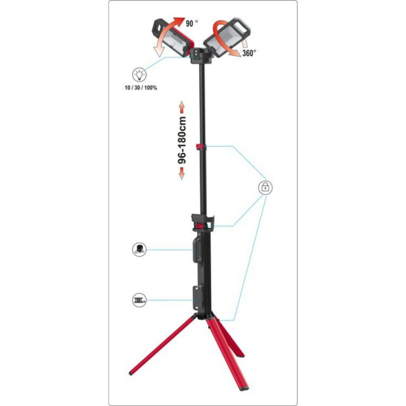 Προβολέας LED με τρίποδα YATO, YT 81811, 5000 lm