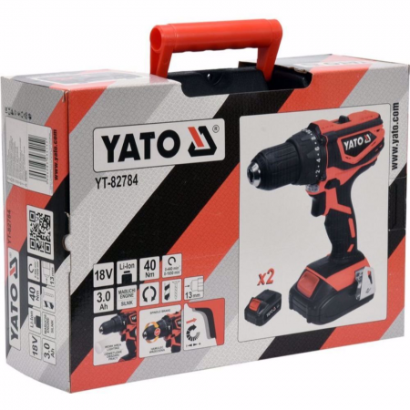 Μπαταριοκίνητο κατσαβίδι YATO, YT 82784, 18 V, 2 x 3.0 Ah