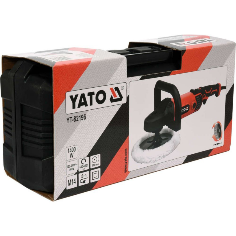 Γυαλιστική μηχανή YATO, YT 82196, θήκη, Φ 180, 1400 W, 3500 RPM