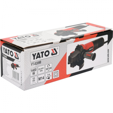 Γωνιακός τροχός YATO, YT 82098, 1400 W, Φ 125 χιλ., ρύθμιση στροφών