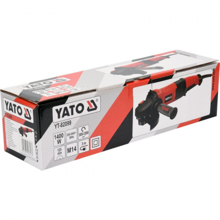 Γωνιακός τροχός YATO, YT 82099, 1400 W, Φ 125 χλστ, ρύθμιση στροφών