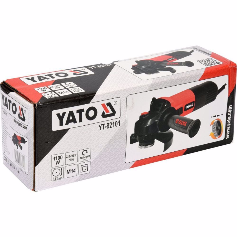 Γωνιακός τροχός YATO, YT 82101, 1100 W, Φ 125 mm, ρύθμιση στροφών