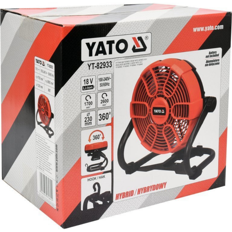 Βιομηχανικός ανεμιστήρας με βάση YATO, YT 82933, 18 V /220 V