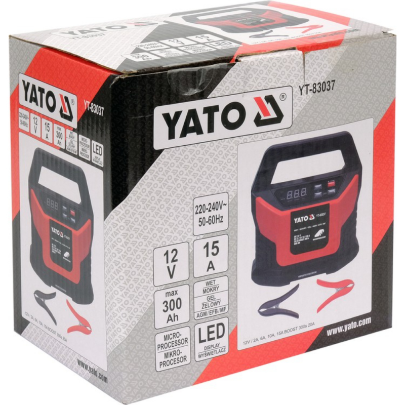 Φορτιστής μπαταρίας YATO, YT 83037, 12 V, 2 - 20 A, 300 Ah
