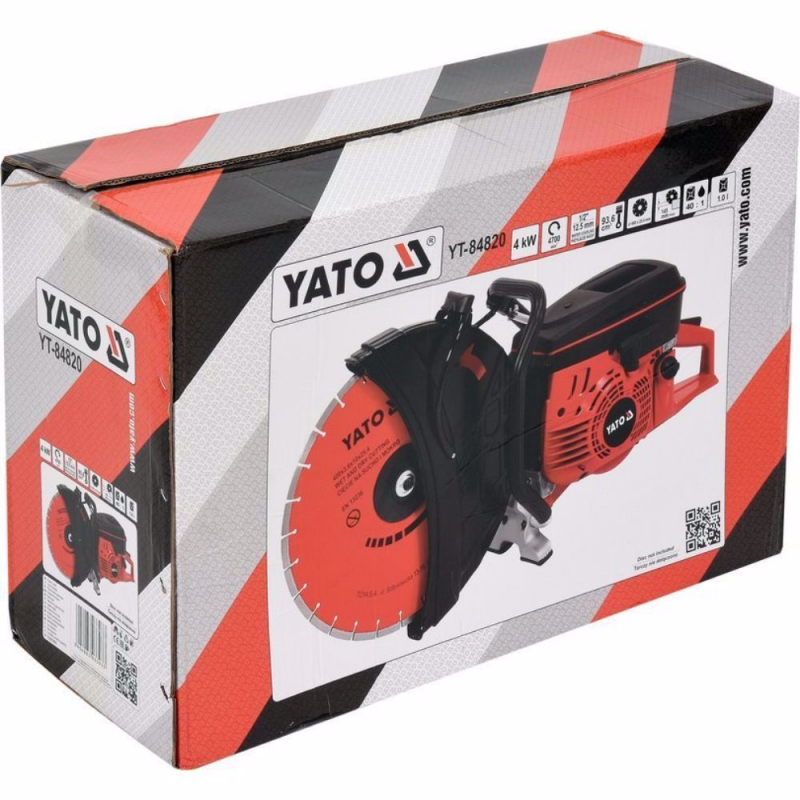Βενζινοκίνητος χειροκίνητος κόφτης YATO, YT 84820, Φ 400 χιλιοστά, 4 kW