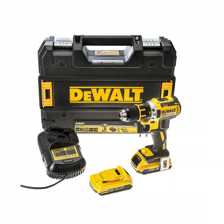 Επαναφορτιζόμενο τρυπάνι DeWALT με κινητήρα χωρίς ψήκτρες, 2 μπαταρίες και φορτιστή, 18 V, 2 Ah, 60 Nm, 1.5-13 mm, DCD790D2