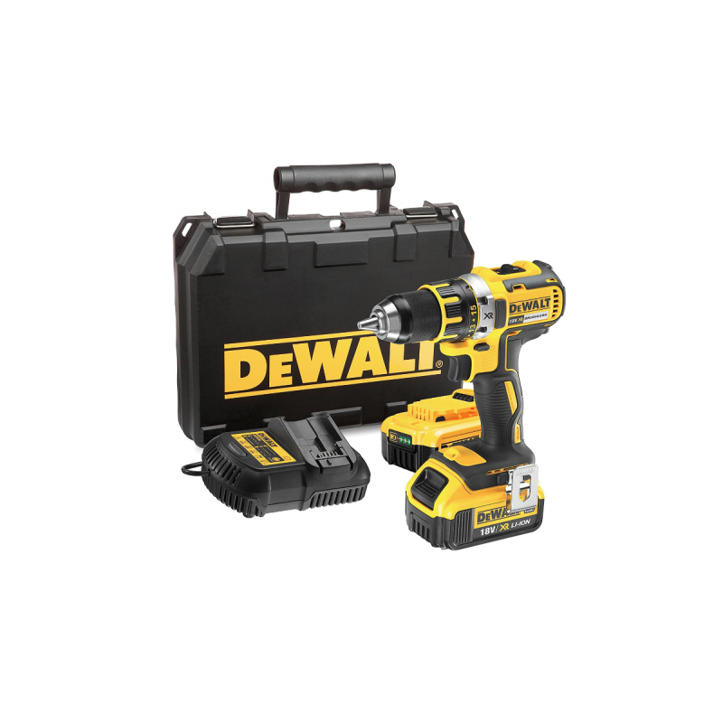Επαναφορτιζόμενο κατσαβίδι DeWALT με κινητήρα χωρίς ψήκτρες με 2 μπαταρίες και φορτιστή, 18 V, 4 Ah, 60 Nm, 1.5-13 χιλ., DCD790M2