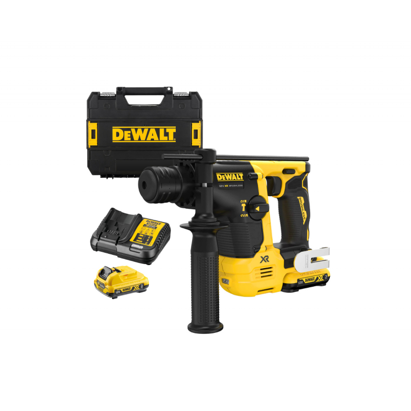 Διάτρητο DeWALT επαναφορτιζόμενο με 2 μπαταρίες και φορτιστή, SDS-plus, 12 V, 3 Ah, 1.1 J, 0-4280 κρούσεις/λεπτό, DCH072L2