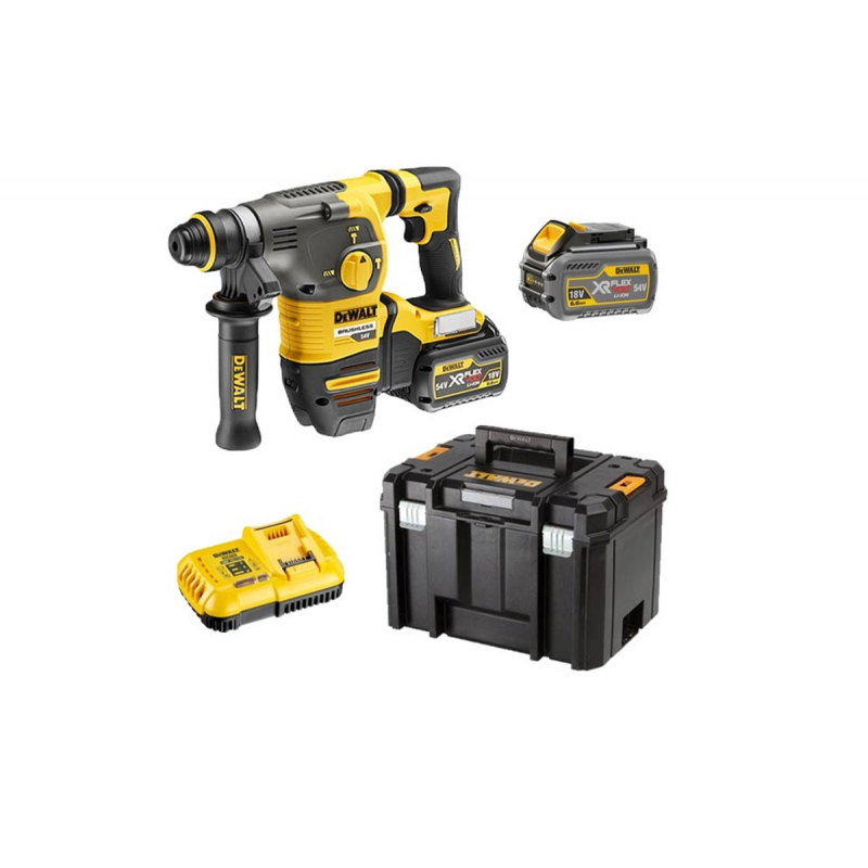 Ηλεκτρικό σκαπτικό μπαταρίας DeWALT με 2 μπαταρίες και φορτιστή, SDS-plus, 54V, 2Ah, 2.8 J, 0-4390 rpm, DCH323T2