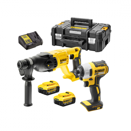Σετ εργαλείων μπαταρίας  DeWALT με 2 μπαταρίες και φορτιστή, DCF787N, DCH133N, 18V, 4 Ah, DCK2023M2T