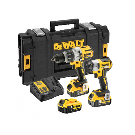 Σετ εργαλείων μπαταρίας  DeWALT με 3 μπαταρίες και φορτιστή, DCD996, DCF887, 18V, 5 Ah, DCK276P3