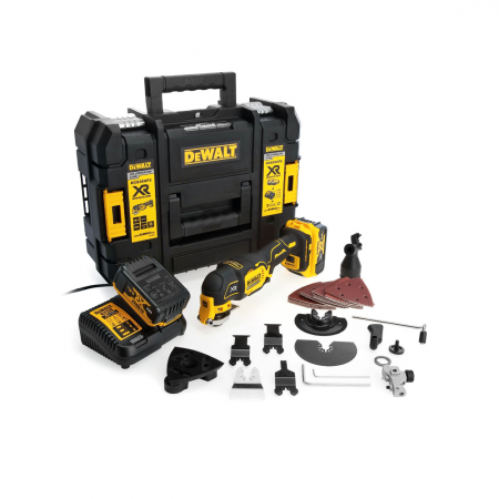 Πολυλειτουργικός ταλαντωτής DeWALT μπαταριοκίνητος με 2 μπαταρίες και φορτιστή, 18 V, 5 Ah, 0-20 000 δονήσεις/λεπτό, DCS356P2