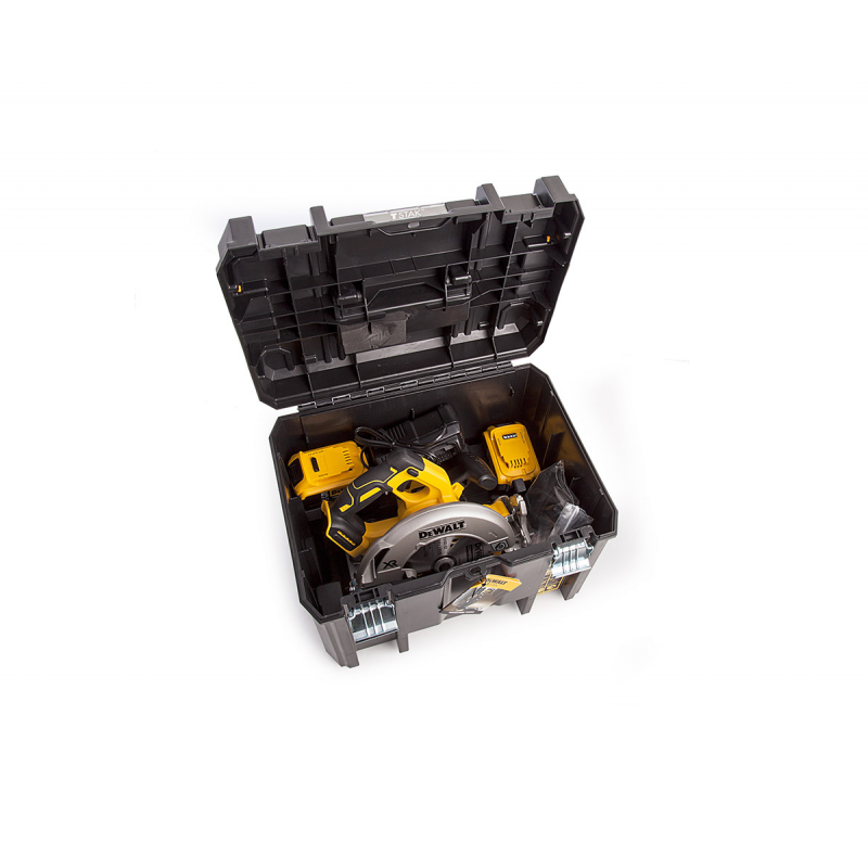 Ασύρματο δισκοπρίονο χειρός DeWALT με 2 μπαταρίες και φορτιστή, 18 V, 5 Ah, 184 mm, 5500 rpm, DCS570P2