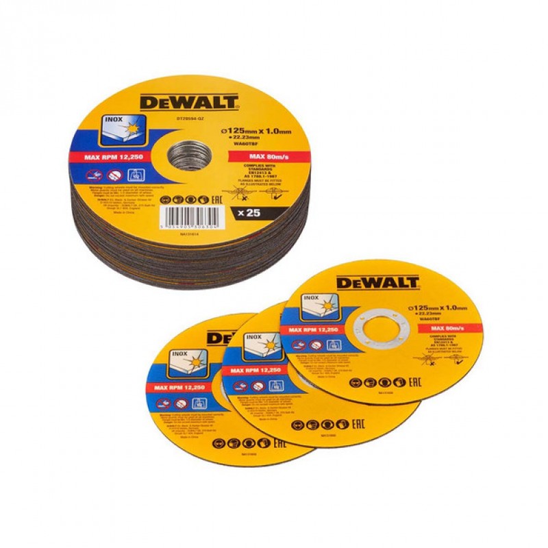 Δίσκοι κοπής μετάλλου DeWALT DT20594, 125 x 1 x 22.23 mm, 25 τεμάχια
