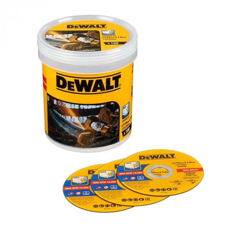 Δίσκοι κοπής μετάλλων DeWALT DT20599, 115 x 1 x 22.23 χλστ., 100 τμχ.