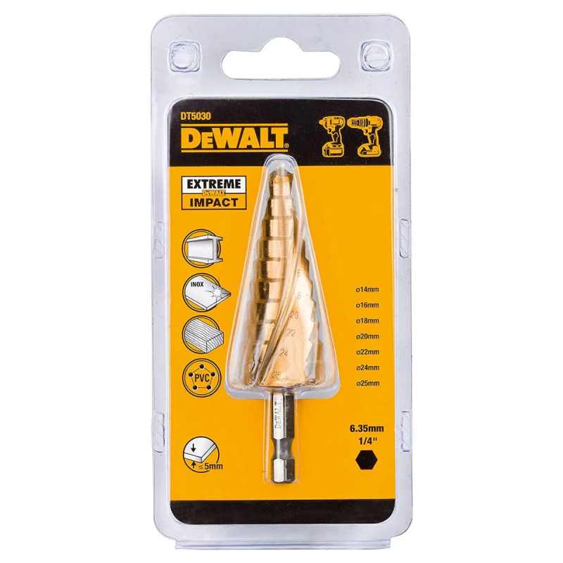 Κοχλιοφόρο τρυπάνι για μέταλλο DeWalt DT5030QZ, HSS-G Κοβαλτίου, 14-25 χιλιοστά