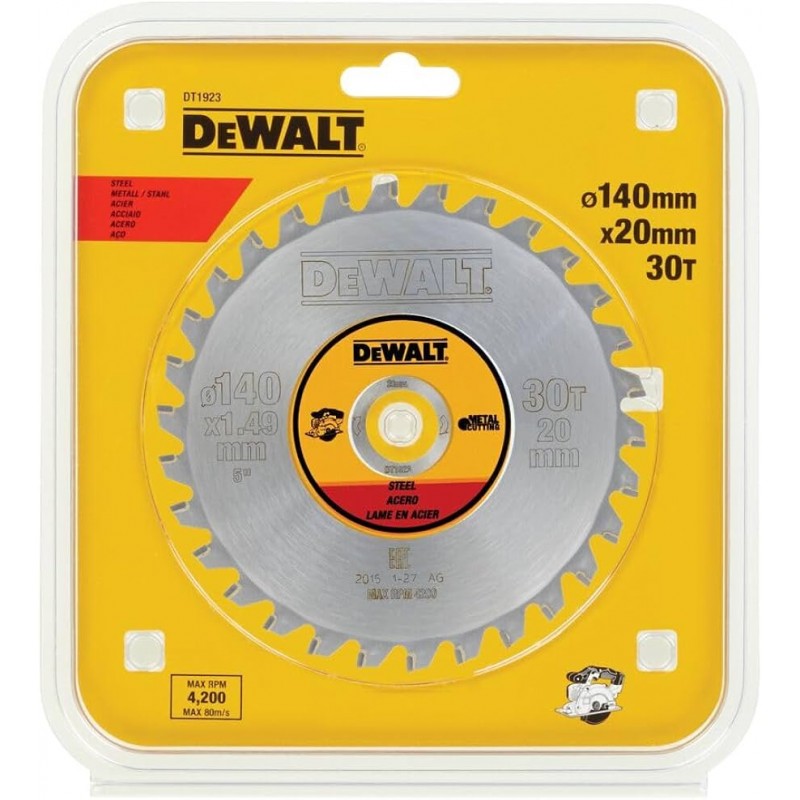 Δίσκος κυκλικής κοπής DeWALT για κοπή μετάλλων με HM επικαλύψεις 140 mm, 20 mm, 1.49 mm, 30 z, Χάλυβας