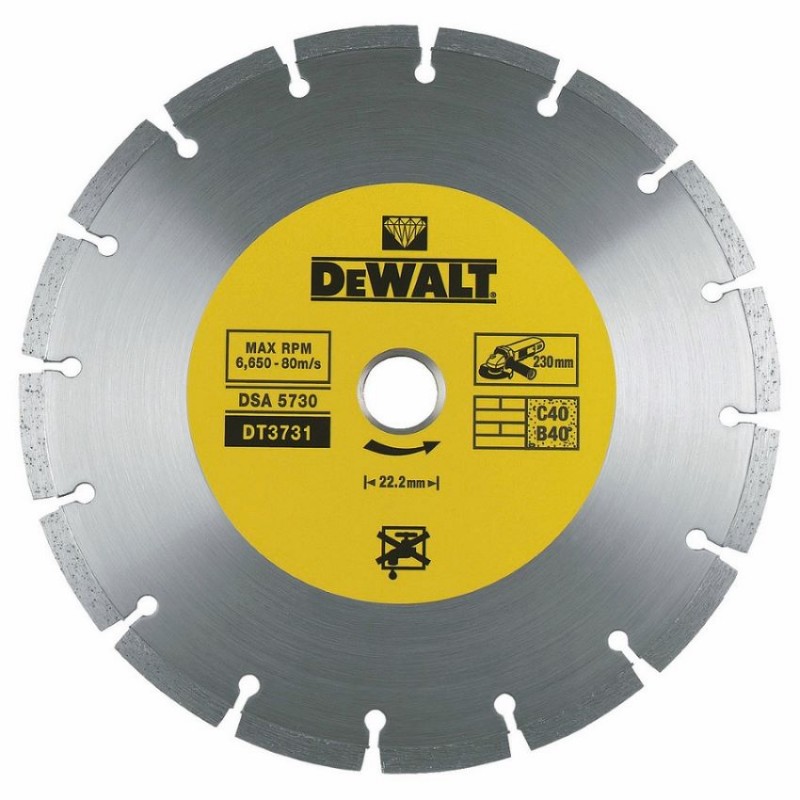 Δίσκος διαμαντιού για ξηρή κοπή DeWALT DT3731, 230x22.23x2.3 χιλιοστά